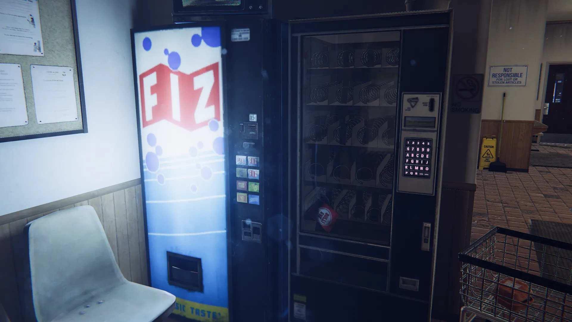 Fiz machine and a broken vending machine from Arcade Paradise
