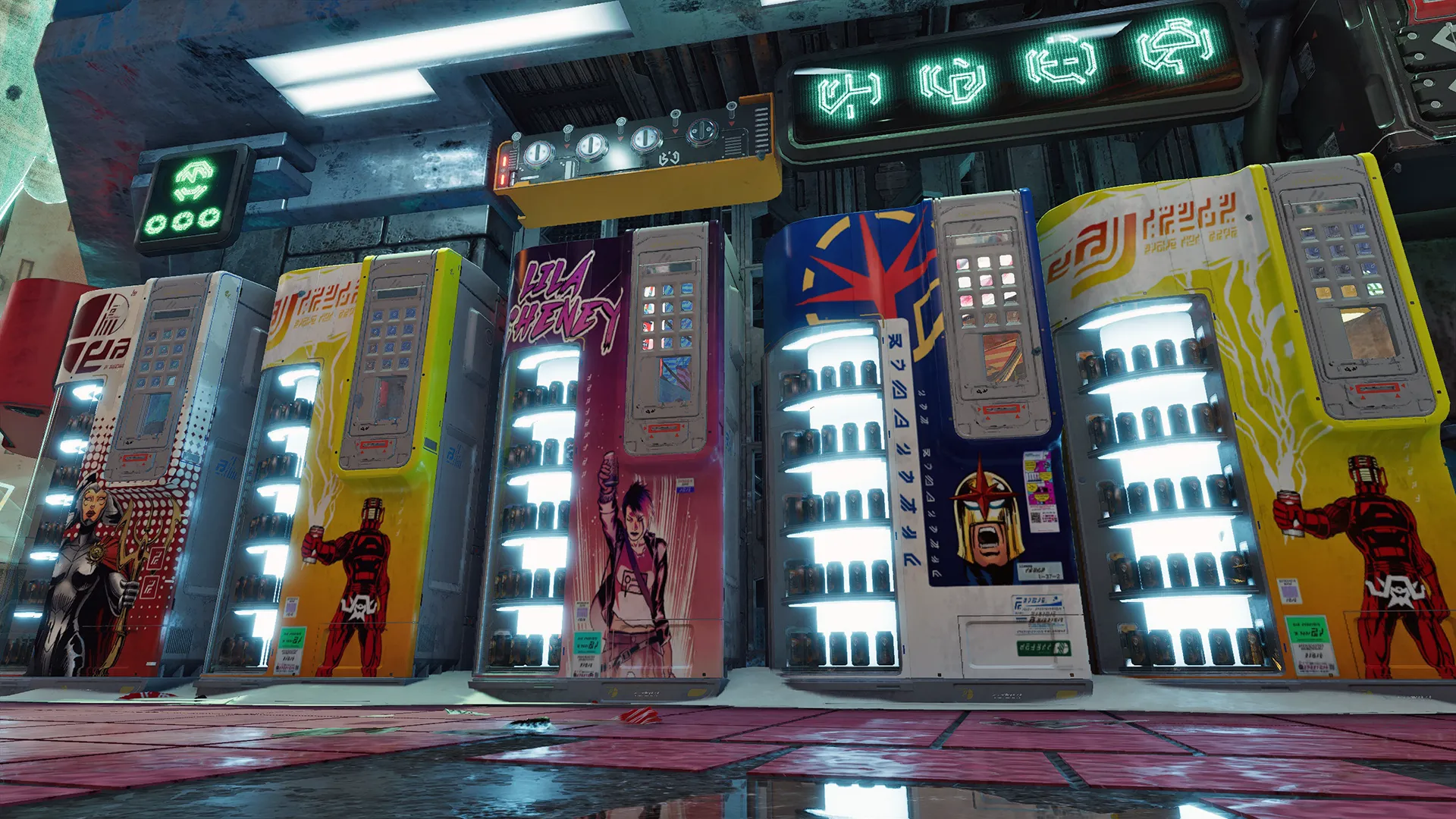 A lineup of soda machines from Marvel's Guardians of the Galaxy