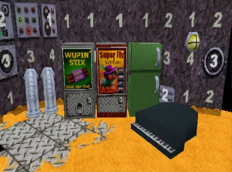 Supa Fly Soda and Wupin' Stix vending machines from a Gex 3 prototype